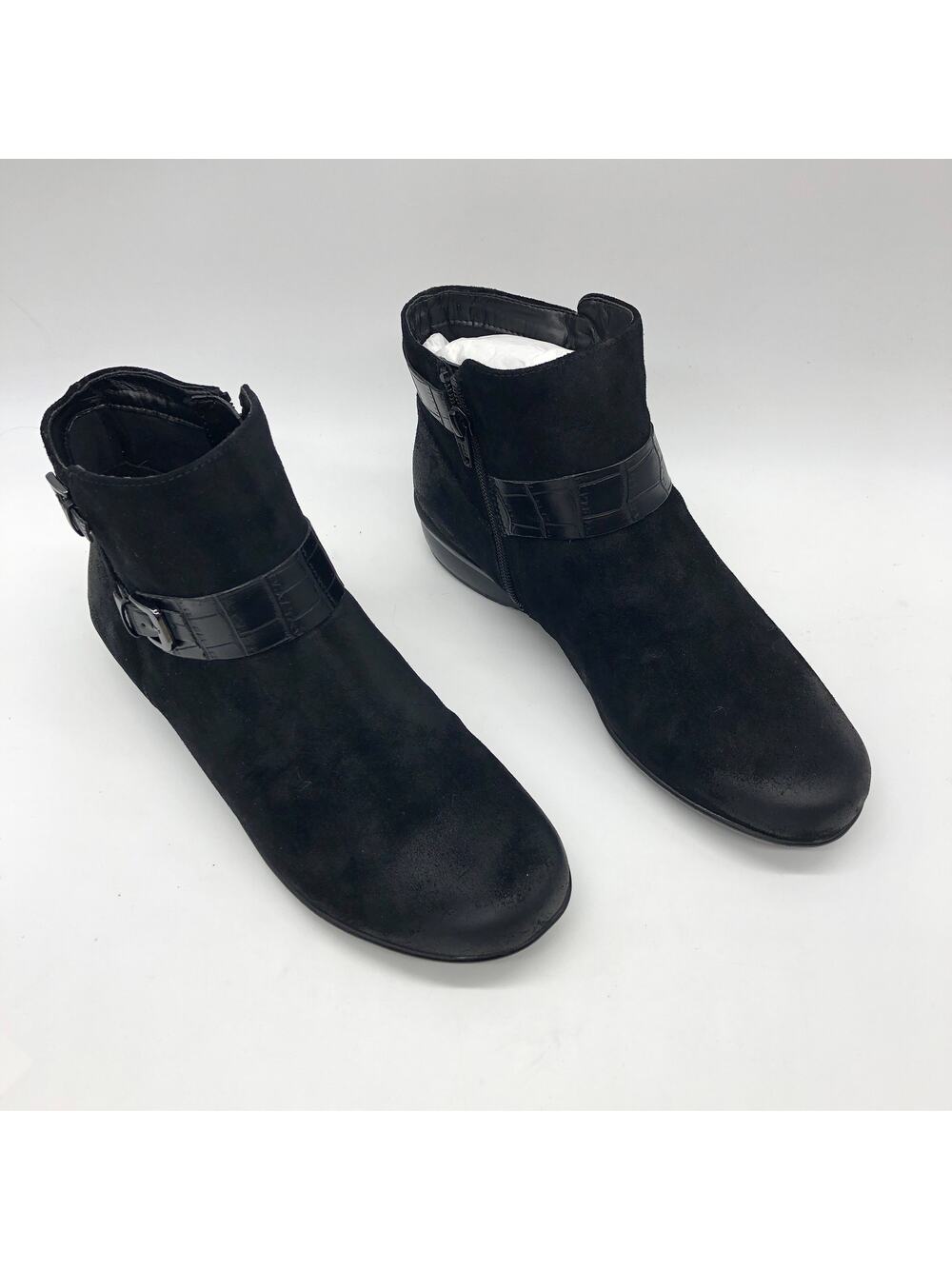 Naturalizer Womens Cole Black Suede Ankle Boots 8.5 M New - Picture 1 of 10